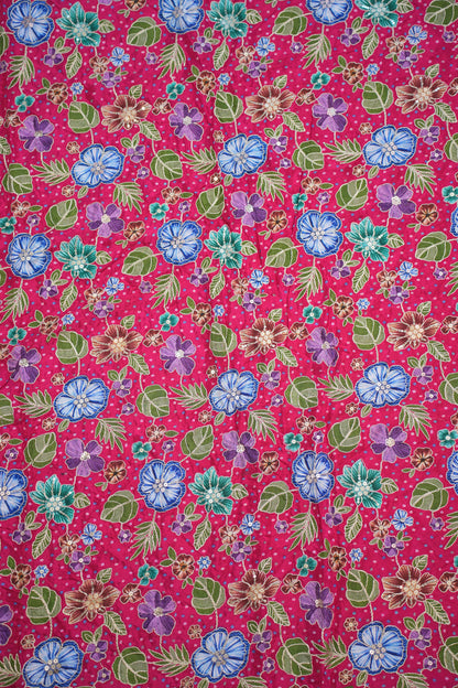 Red Floral Embroidered Crepe Fabric