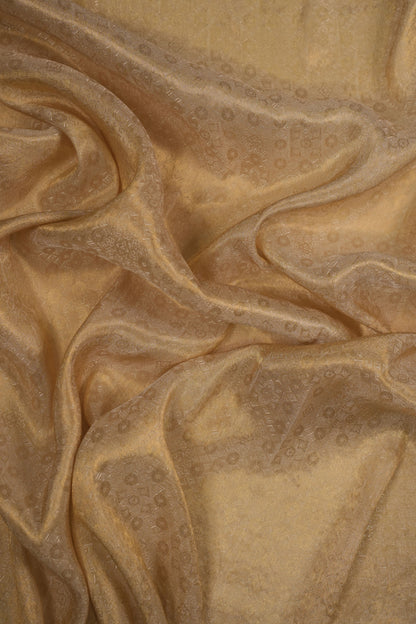 Pure Tanchoi Silk Brocade Fabric with Intricate Golden Floral Patterns