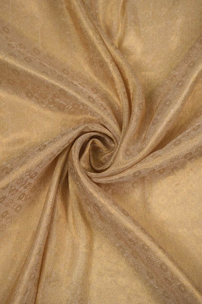 Pure Tanchoi Silk Brocade Fabric with Intricate Golden Floral Patterns