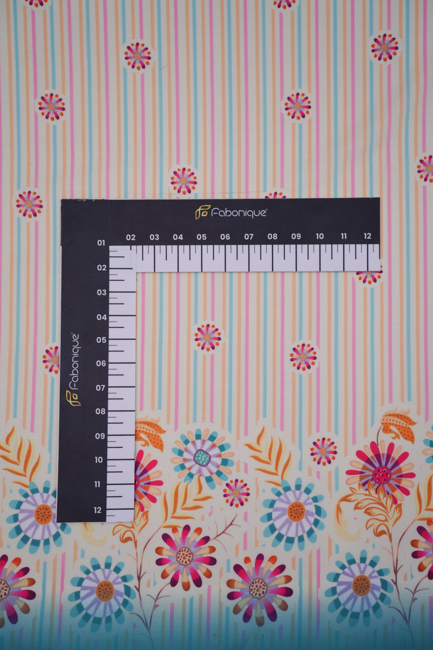 Carnival Stripes Blue Linen Printed Fabric