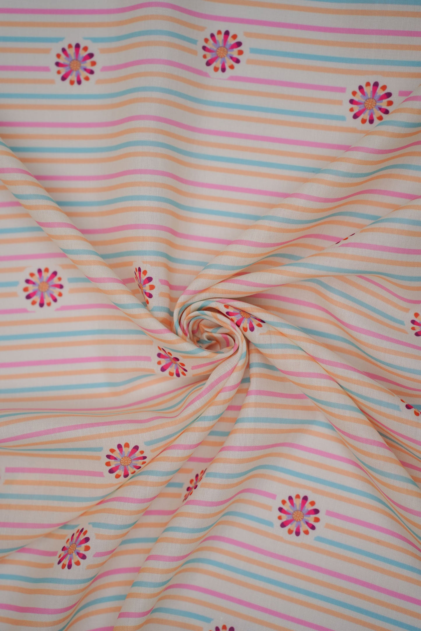Carnival Stripes Blue Linen Printed Fabric