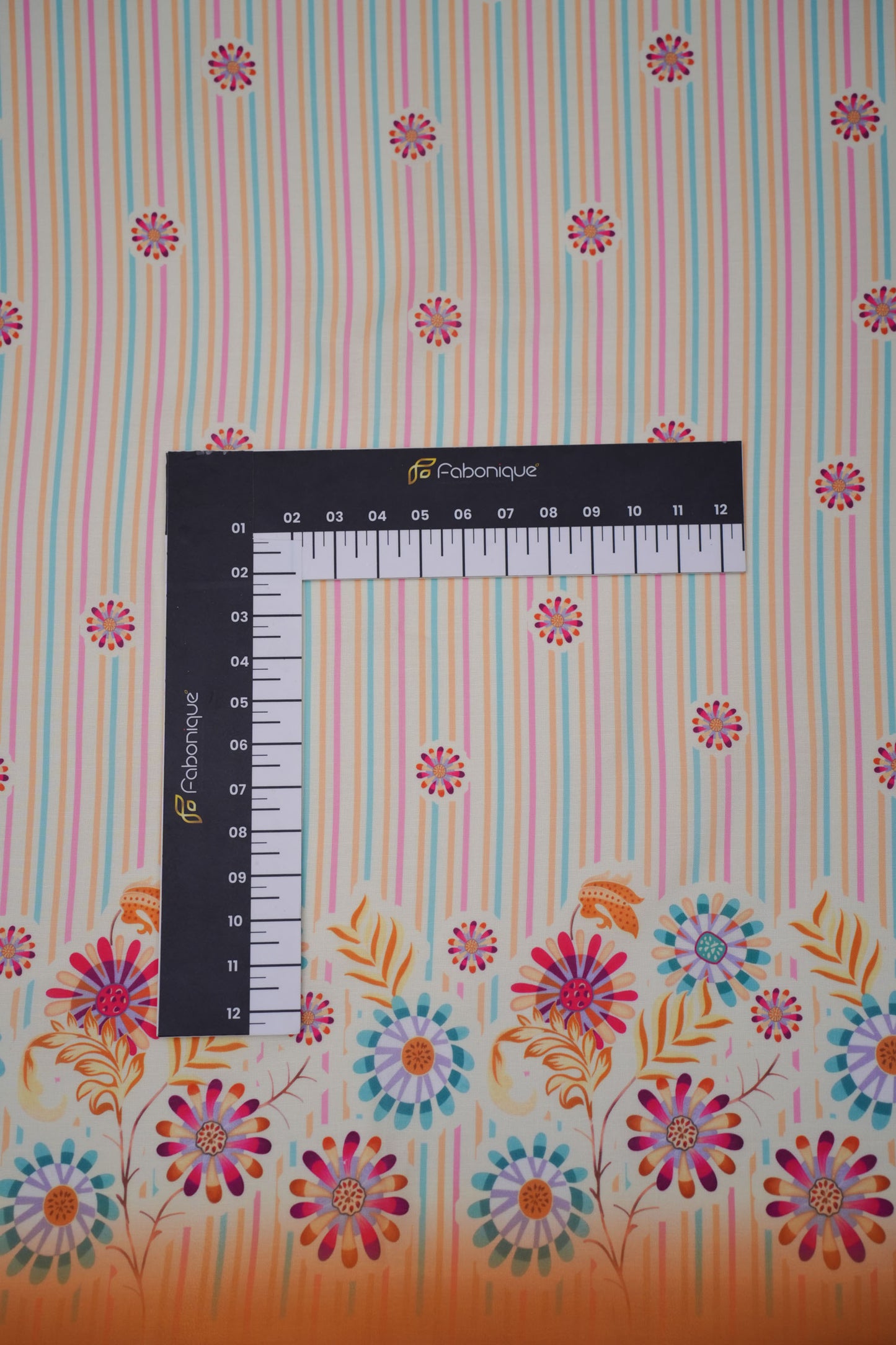 Carnival Stripes Yellow Linen Printed Fabric