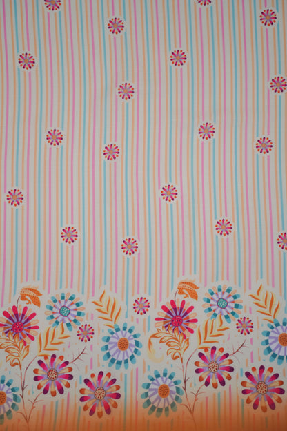 Carnival Stripes Yellow Linen Printed Fabric