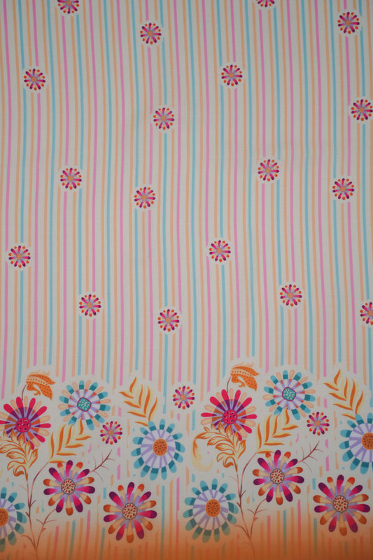 Carnival Stripes Yellow Linen Printed Fabric