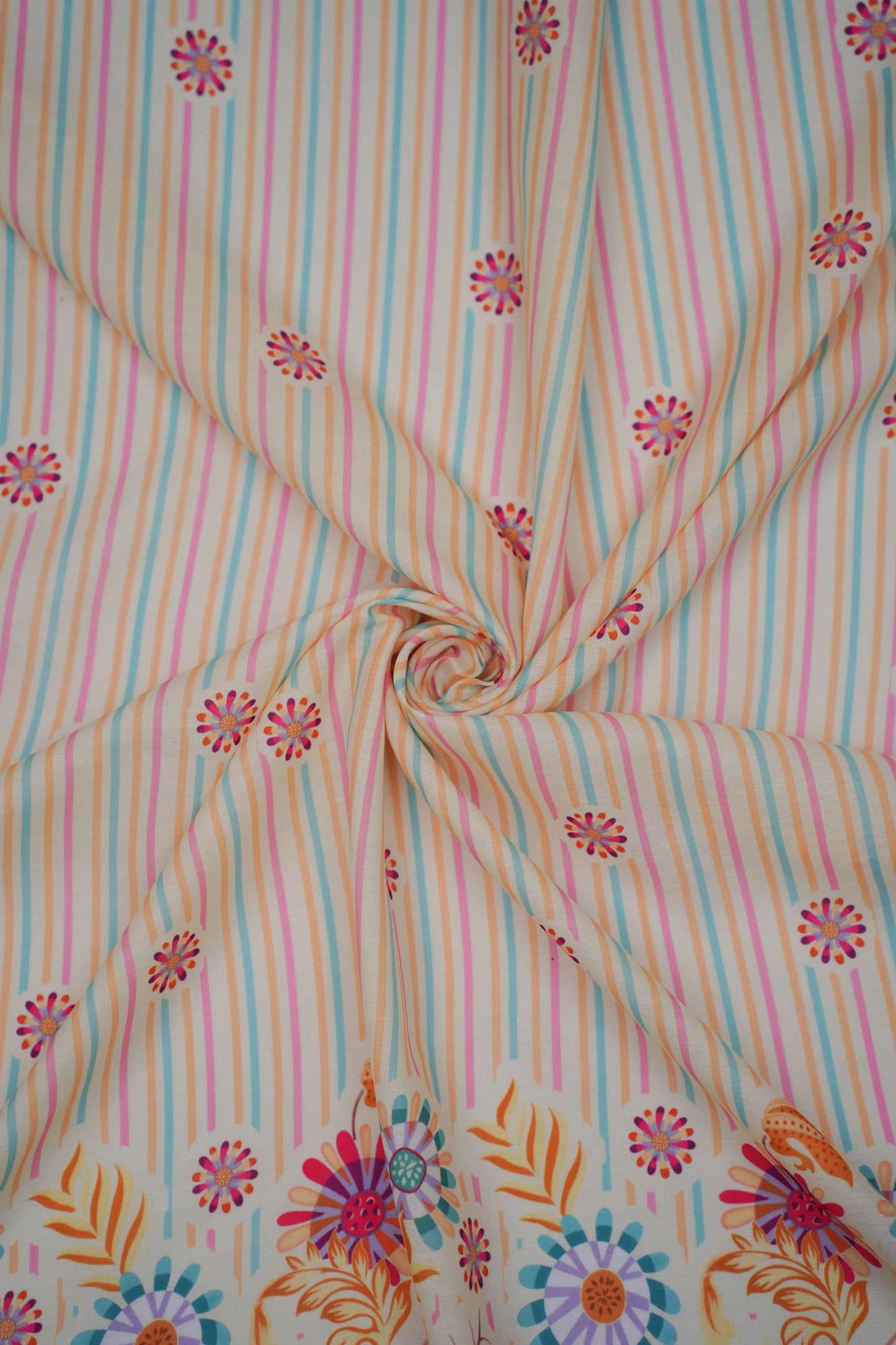 Carnival Stripes Yellow Linen Printed Fabric