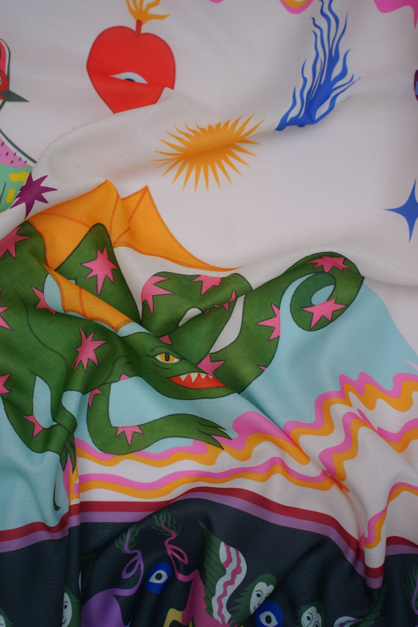 Dragon Dreamscape Linen Printed Fabric
