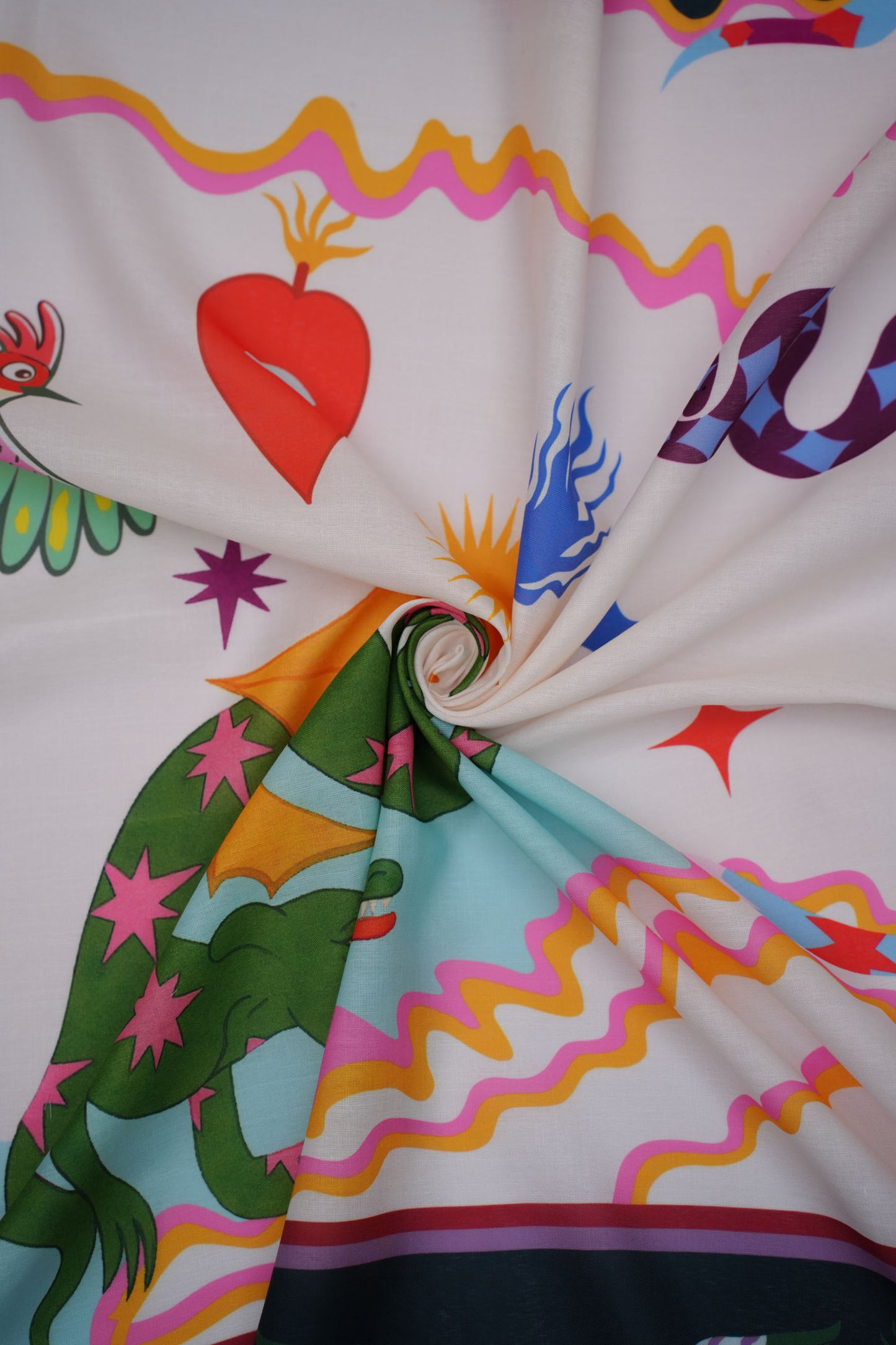 Dragon Dreamscape Linen Printed Fabric