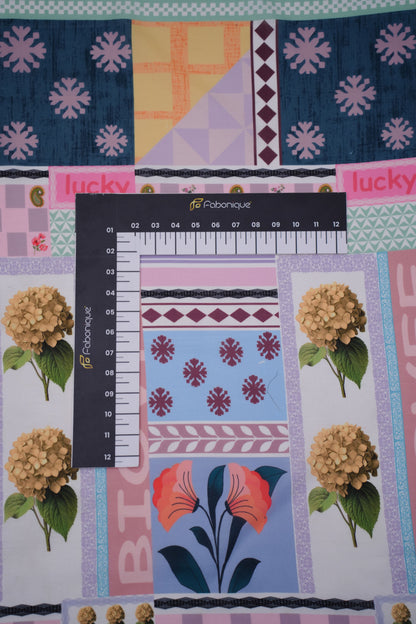 Patchwork Bloom Linen Printed Fabric