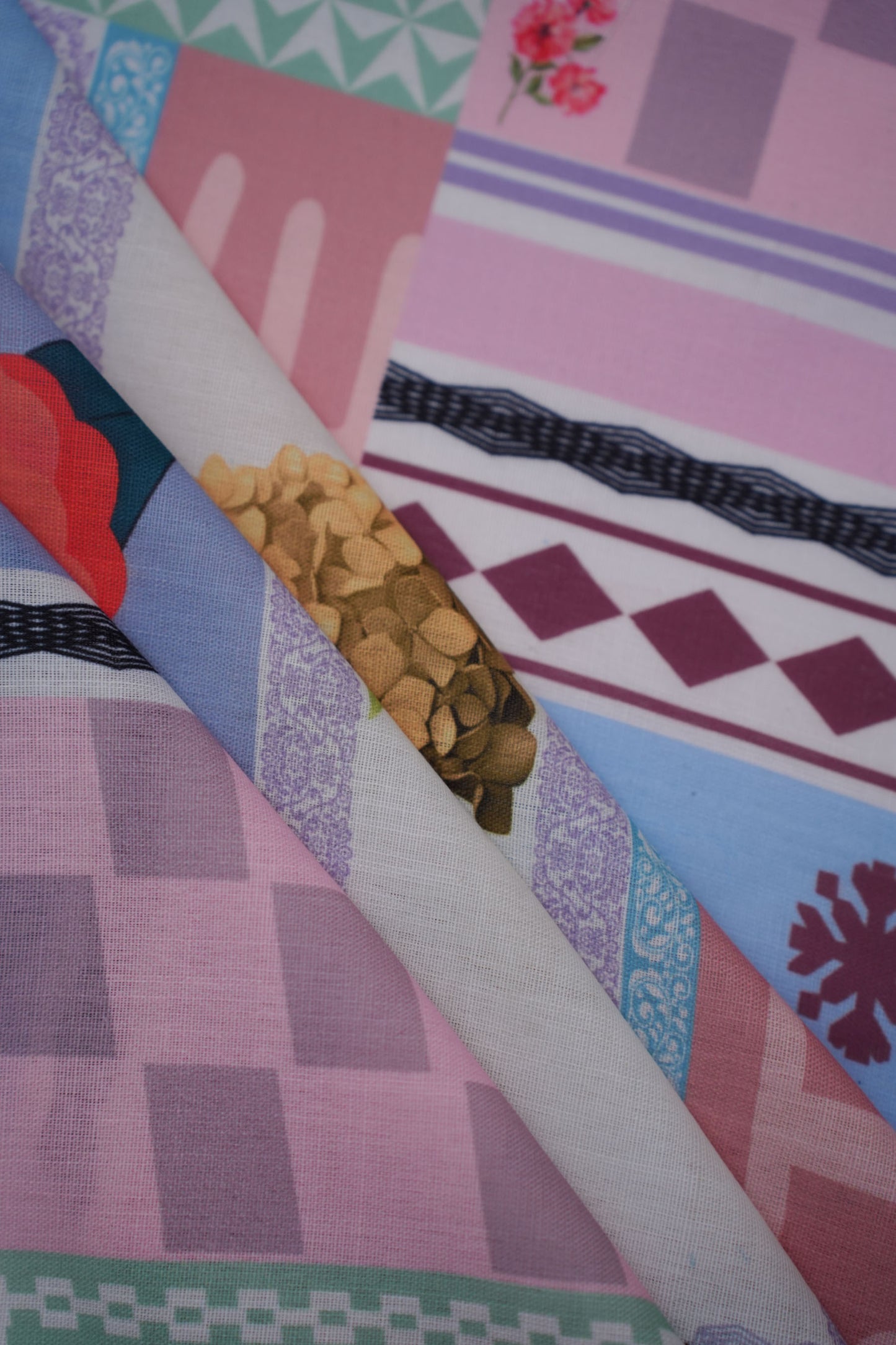Patchwork Bloom Linen Printed Fabric