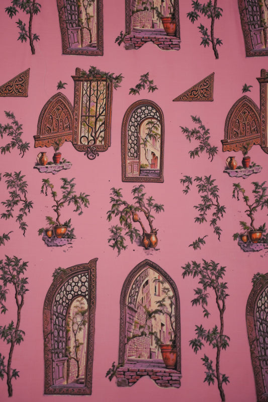 Heritage Window Linen Printed Fabric