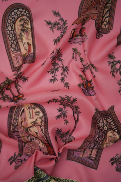 Heritage Window Linen Printed Fabric