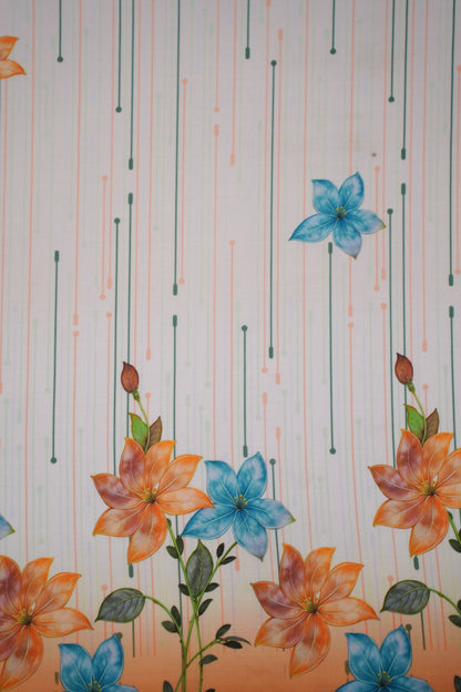 Bloomfall Yellow Linen Floral Printed Fabric