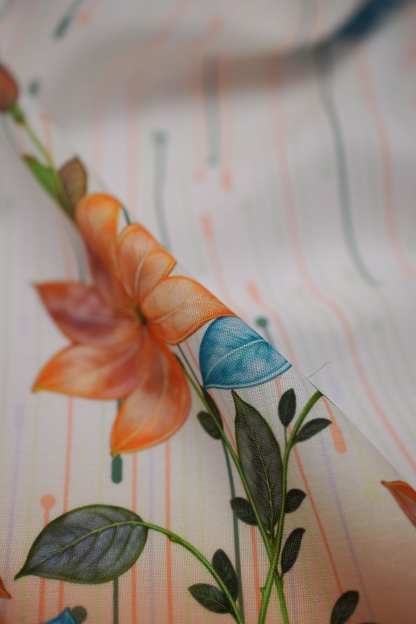 Bloomfall Yellow Linen Floral Printed Fabric