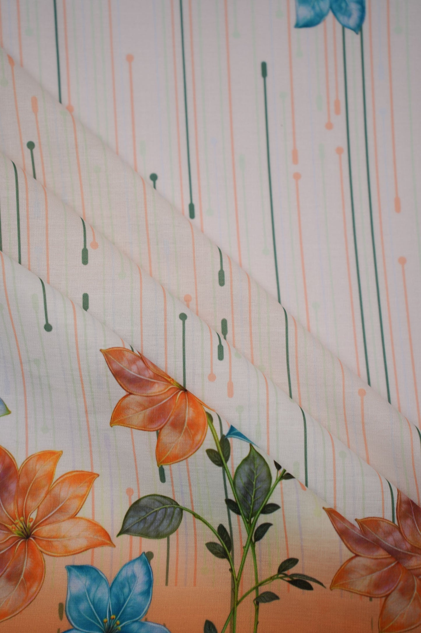 Bloomfall Yellow Linen Floral Printed Fabric