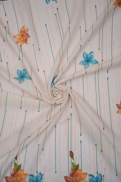 Bloomfall Yellow Linen Floral Printed Fabric