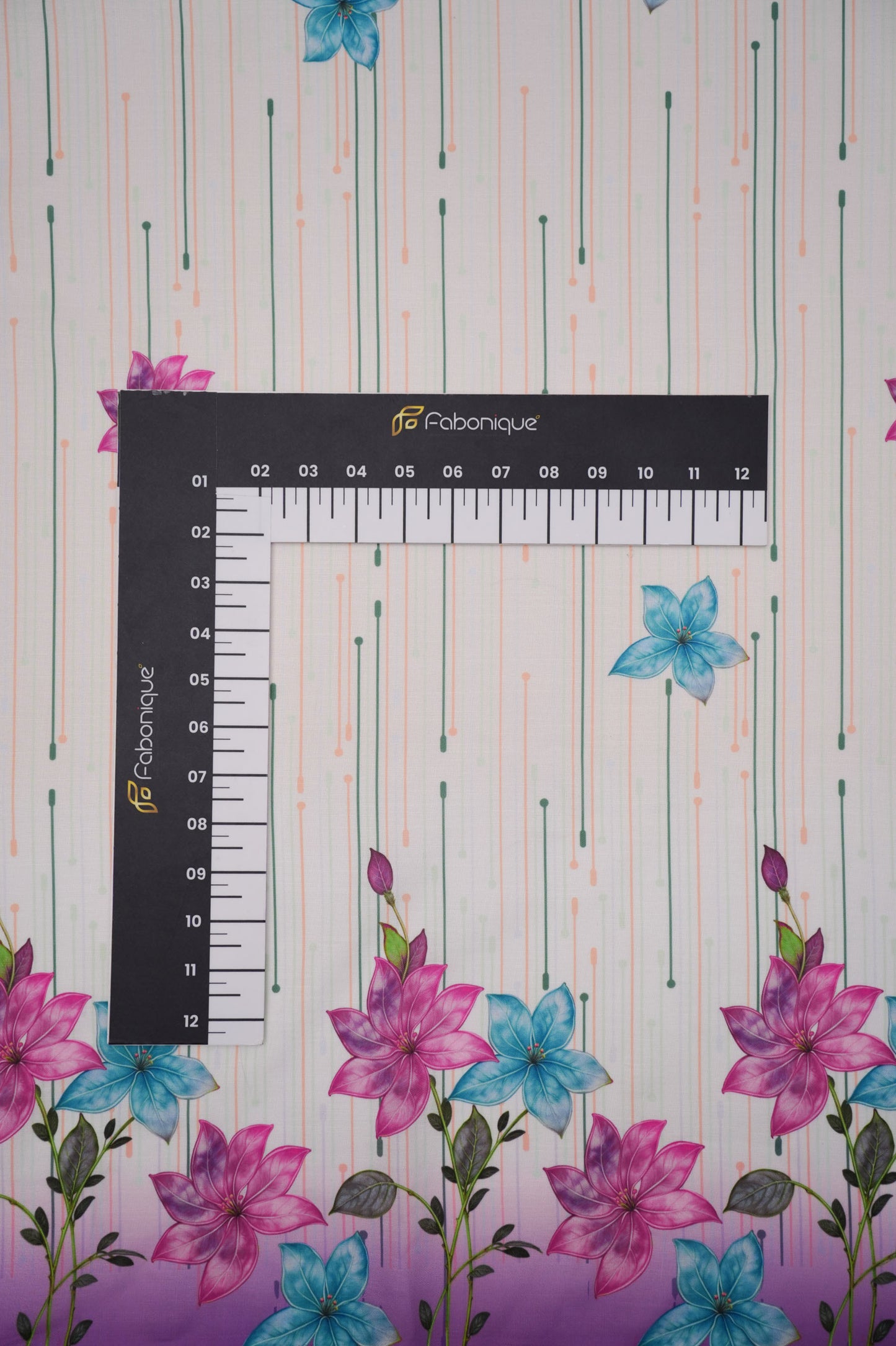 Bloomfall Purple Linen Floral Printed Fabric