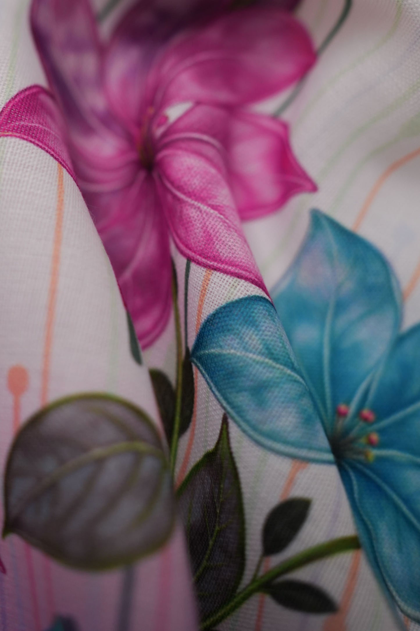 Bloomfall Purple Linen Floral Printed Fabric