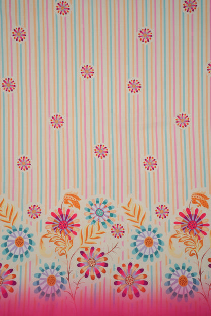 Carnival Stripes Pink Linen Printed Fabric