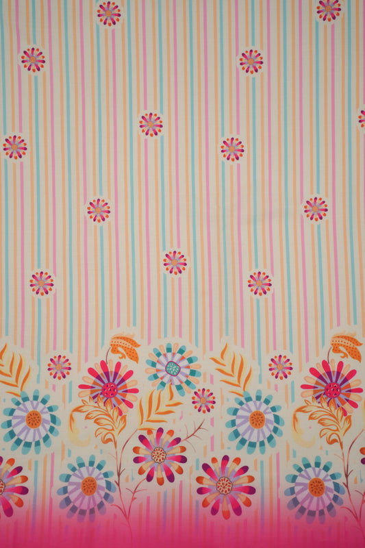 Carnival Stripes Pink Linen Printed Fabric