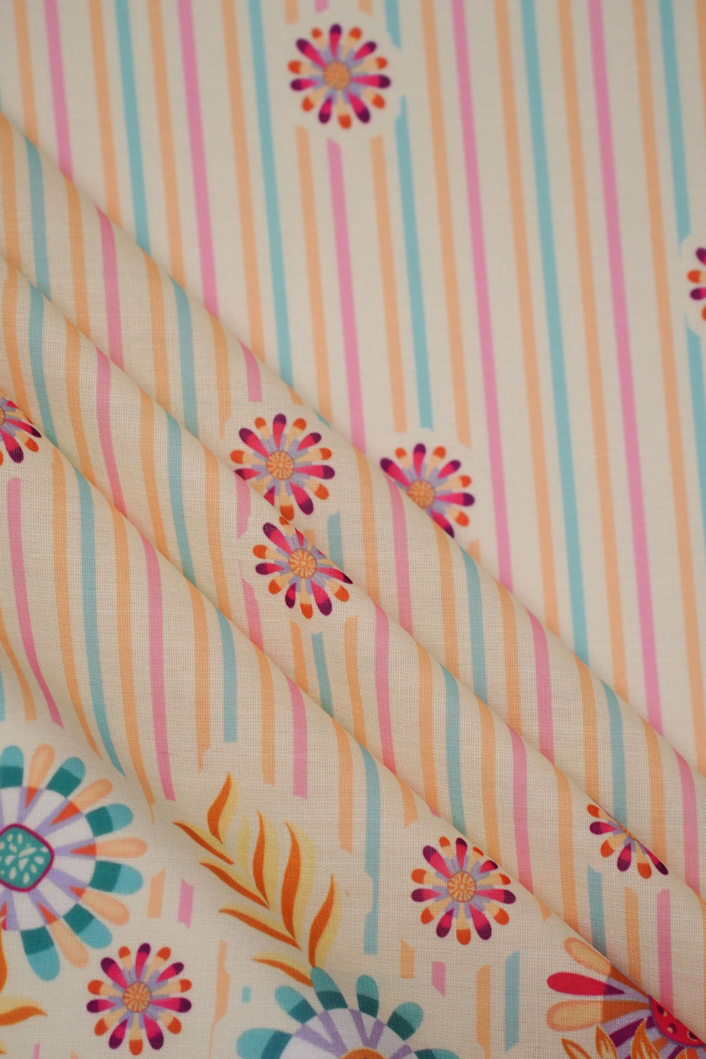 Carnival Stripes Pink Linen Printed Fabric