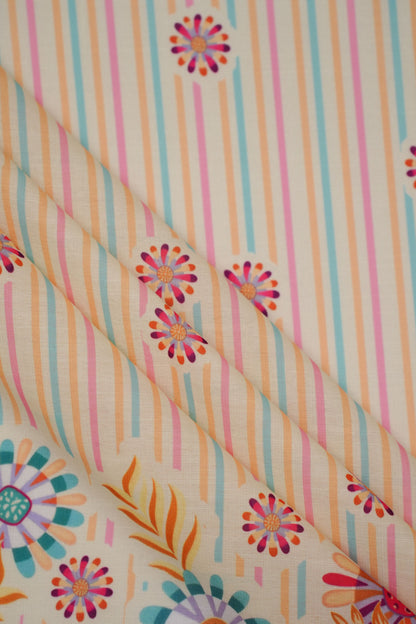 Carnival Stripes Pink Linen Printed Fabric