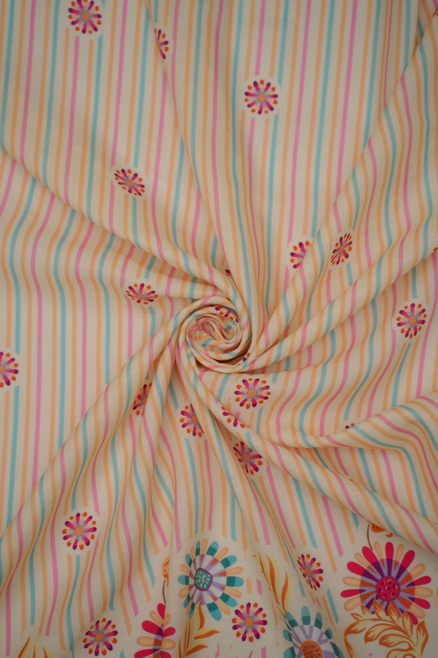 Carnival Stripes Pink Linen Printed Fabric