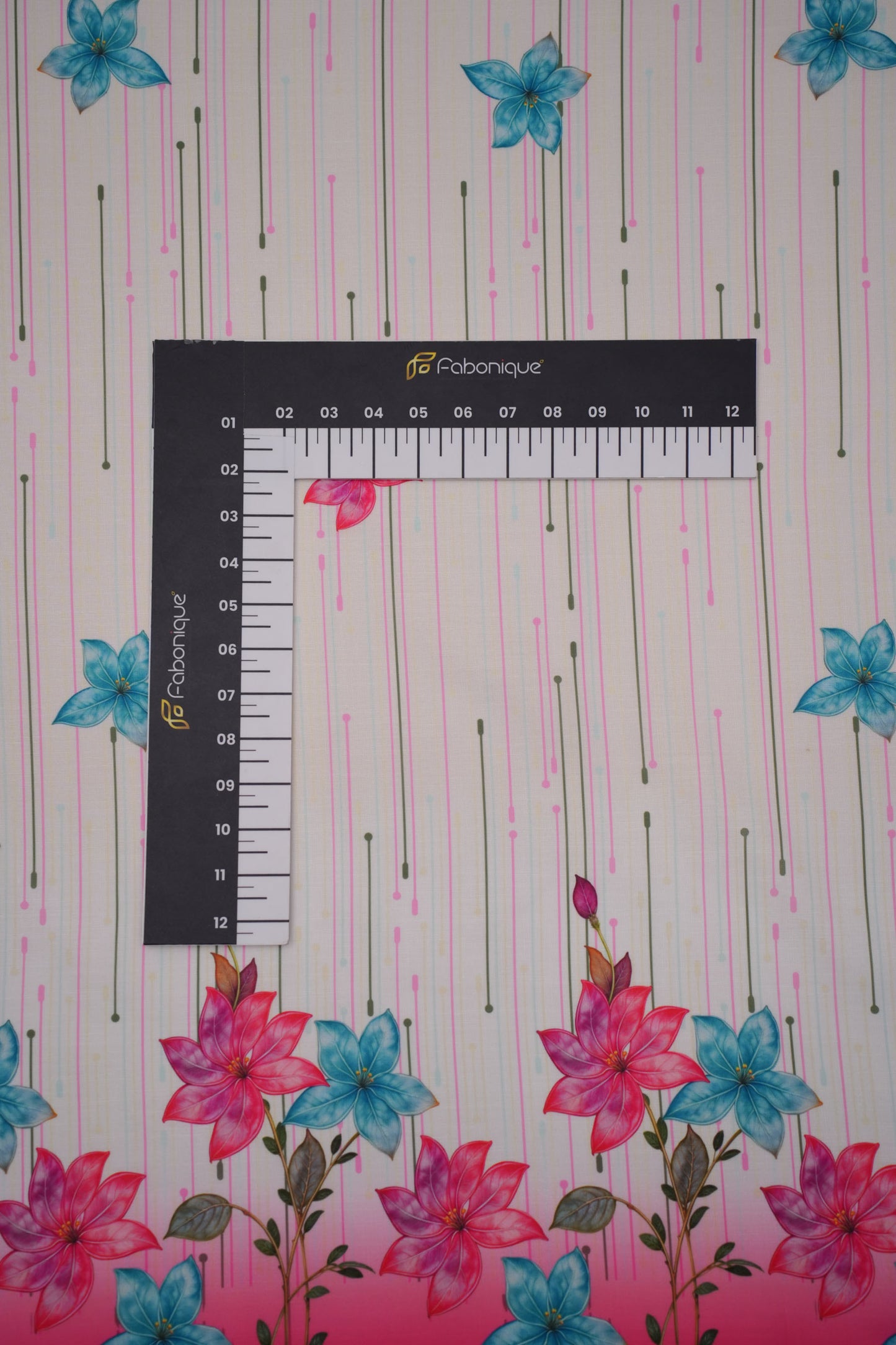 Bloomfall Pink Linen Floral Printed Fabric