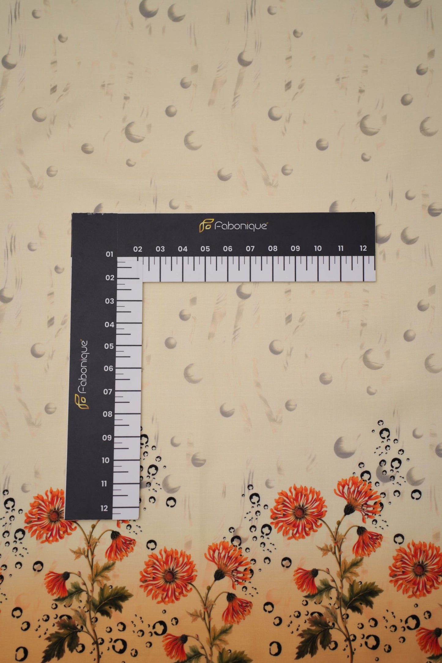 Coral Chrysanthemum Yellow Linen Floral Printed Fabric