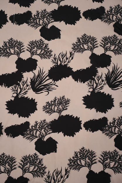Noir Flora French Crepe Printed Fabric