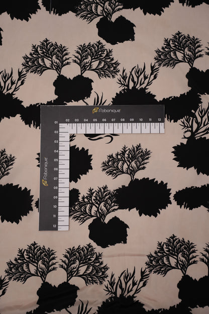 Noir Flora French Crepe Printed Fabric