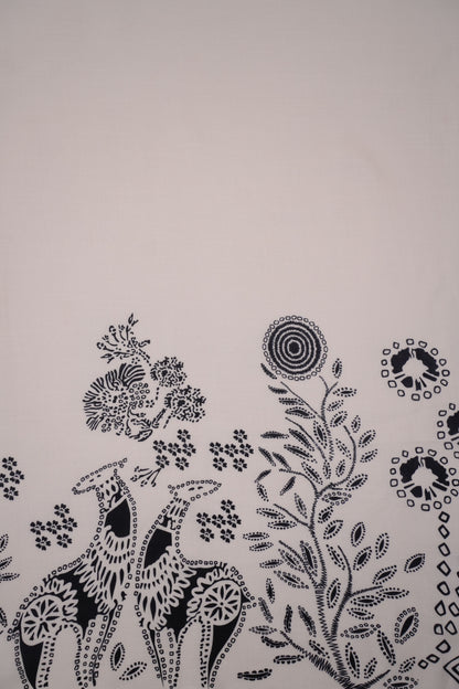 Tribal Bloom Linen Printed Fabric