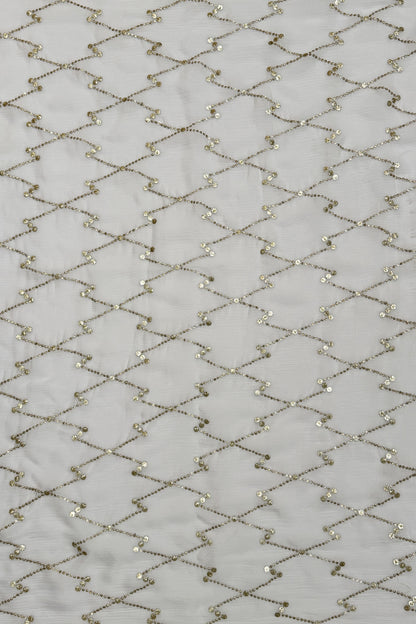 Opal Grid Luxe Organza Sequin Embroidered Fabric