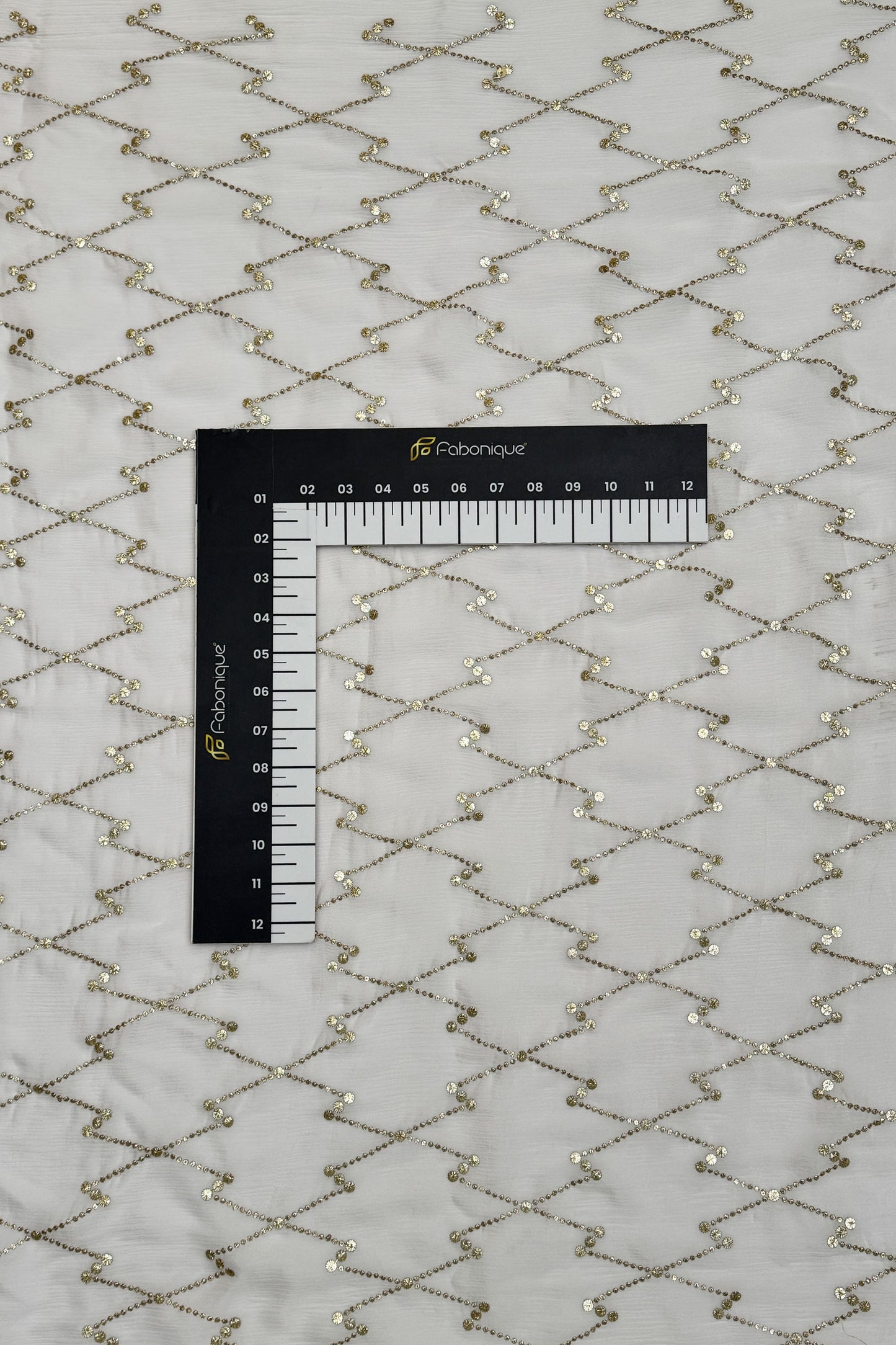 Opal Grid Luxe Organza Sequin Embroidered Fabric