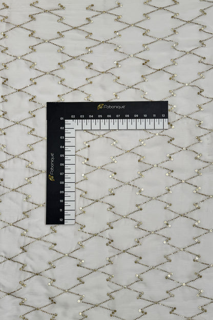 Opal Grid Luxe Organza Sequin Embroidered Fabric