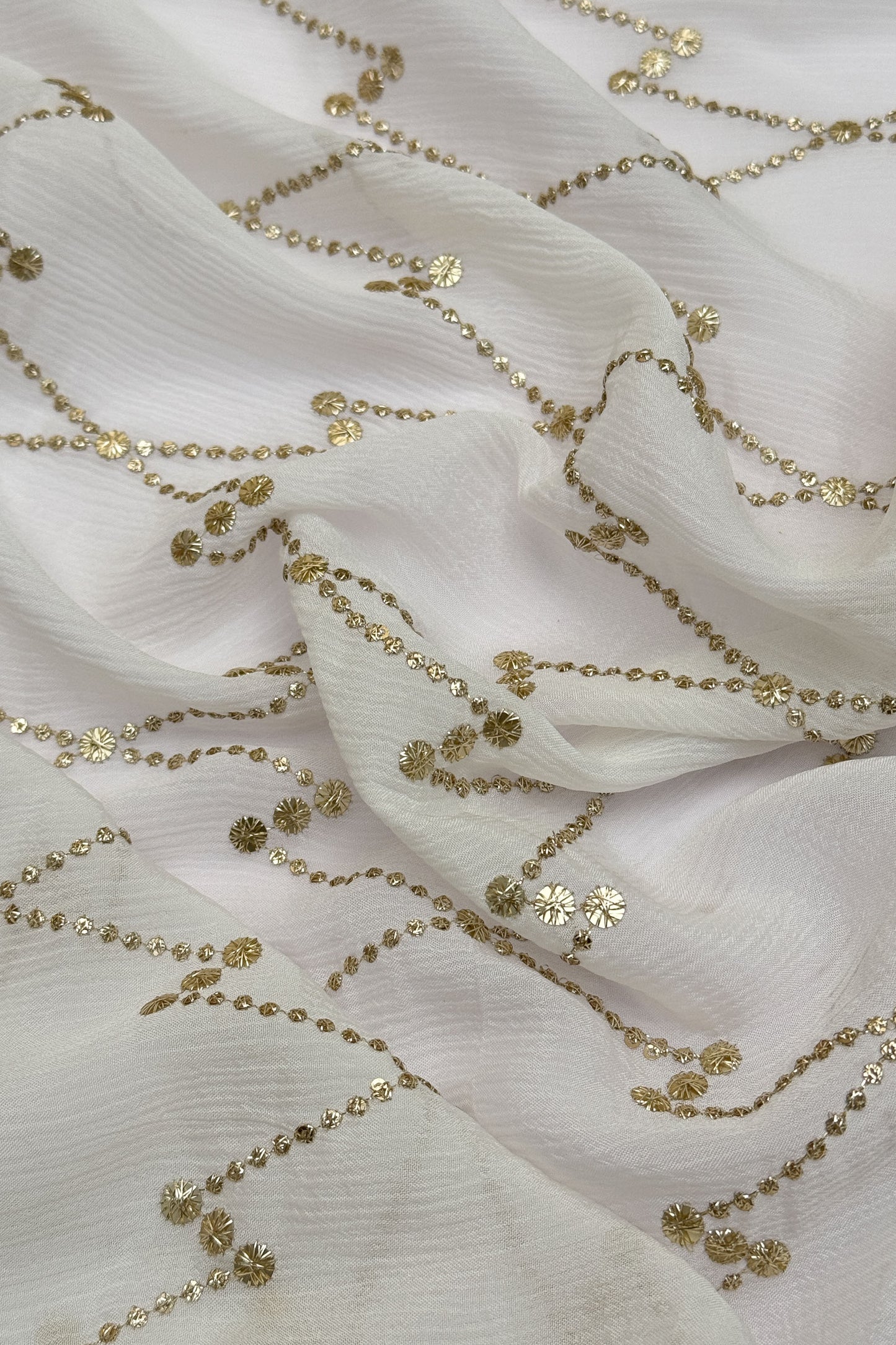 Opal Grid Luxe Organza Sequin Embroidered Fabric