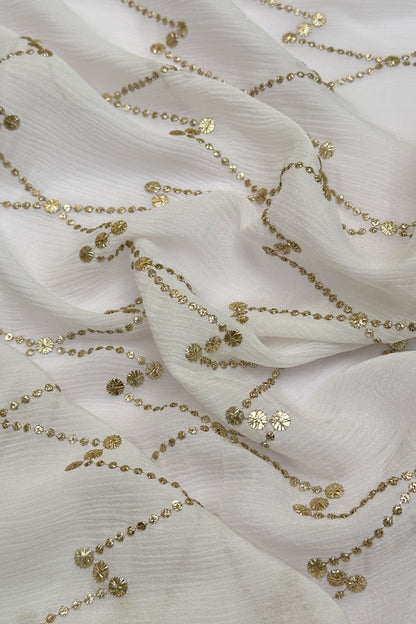 Opal Grid Luxe Organza Sequin Embroidered Fabric