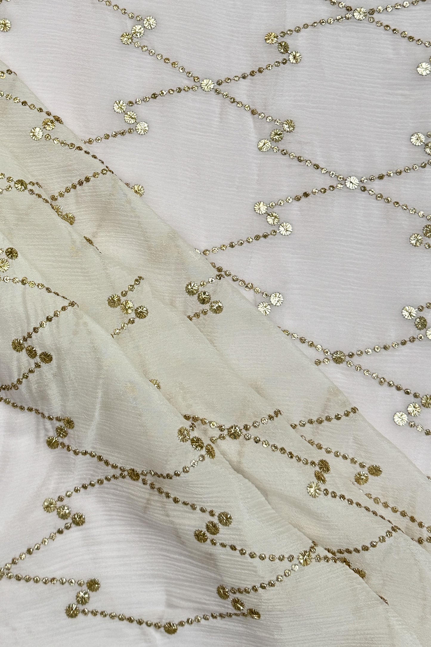 Opal Grid Luxe Organza Sequin Embroidered Fabric