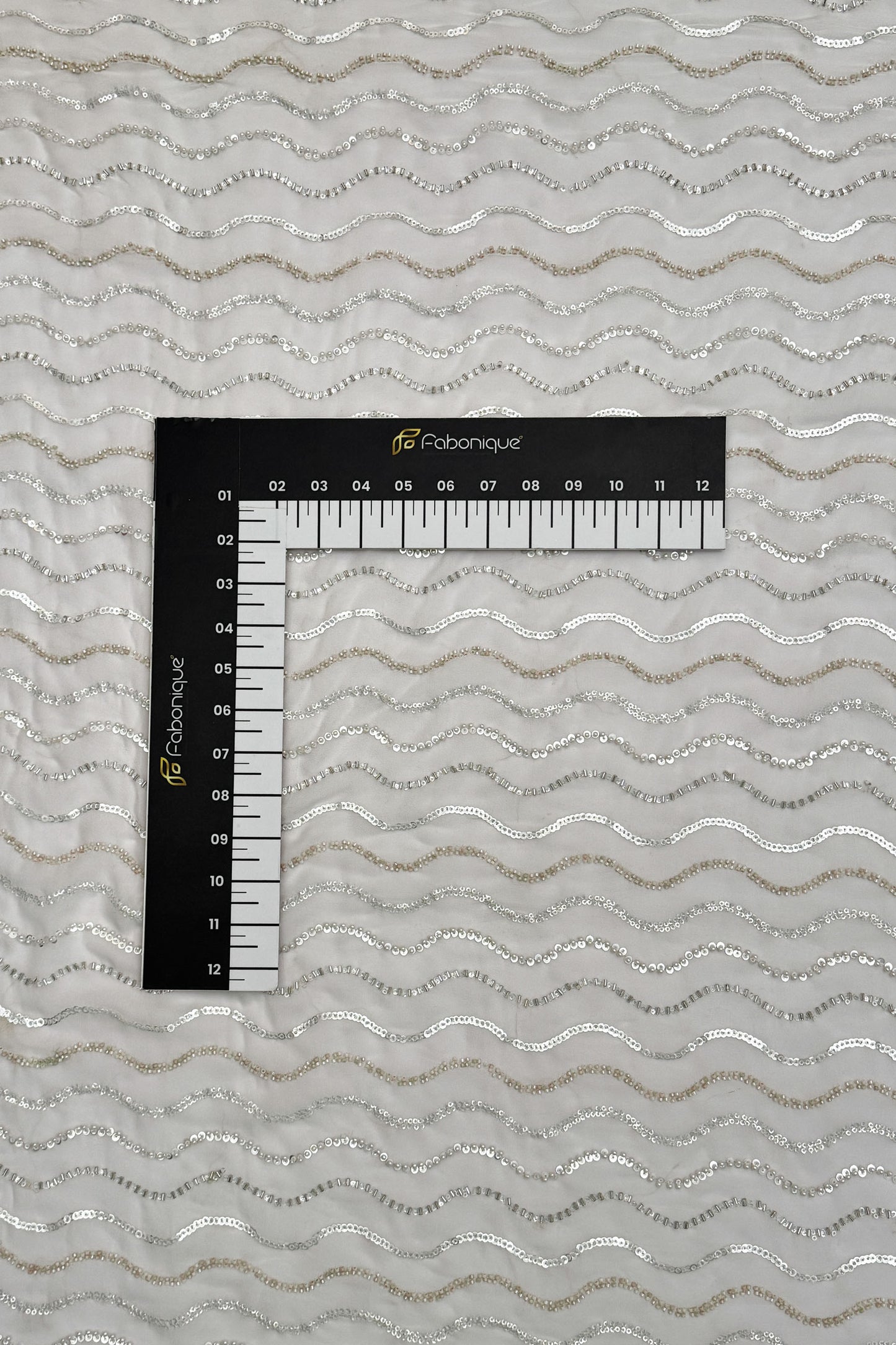 Moonlit Waves Sequin Embroidered Fabric