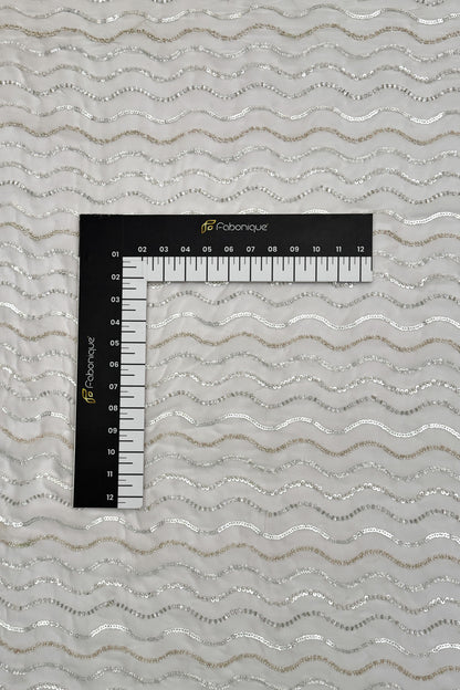 Moonlit Waves Sequin Embroidered Fabric