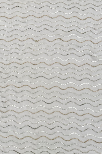 Moonlit Waves Sequin Embroidered Fabric