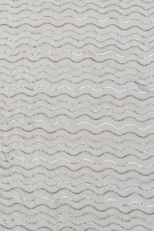 Moonlit Waves Sequin Embroidered Fabric