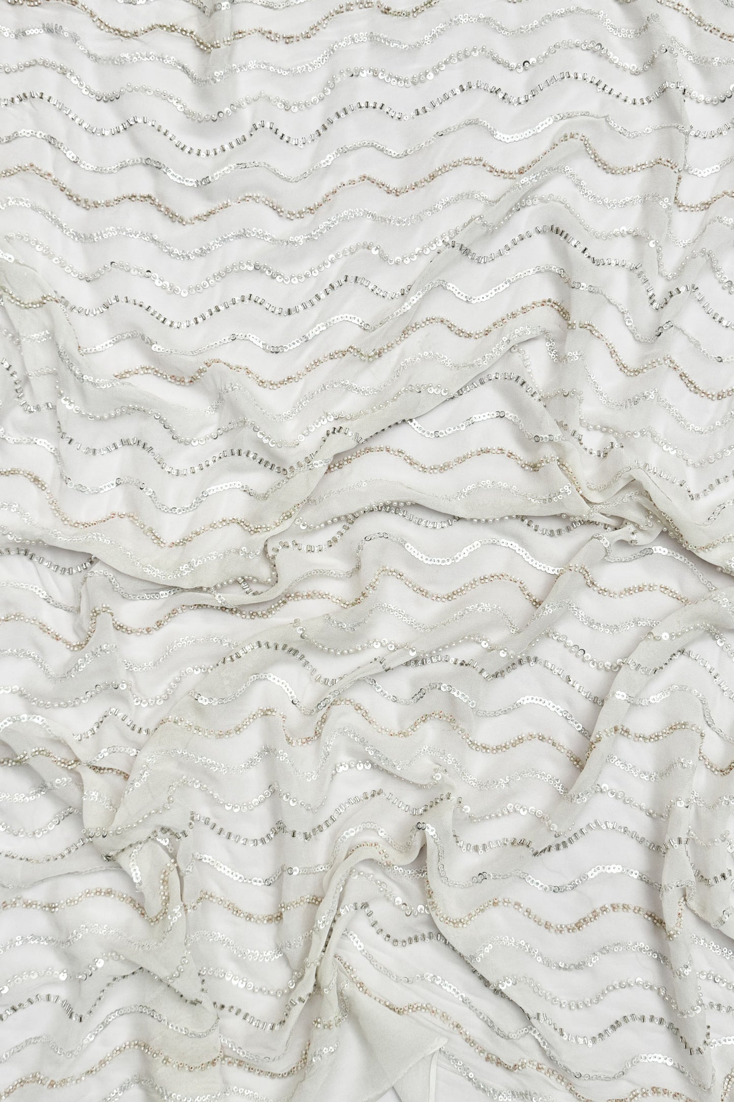 Moonlit Waves Sequin Embroidered Fabric