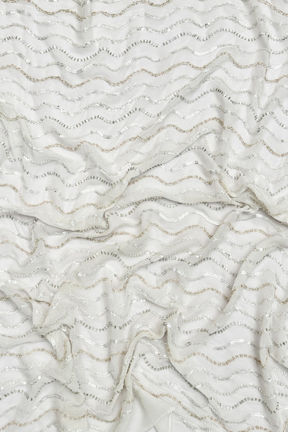 Moonlit Waves Sequin Embroidered Fabric