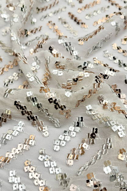 Crystal Gleam Sequin Embroidered Georgette Fabric