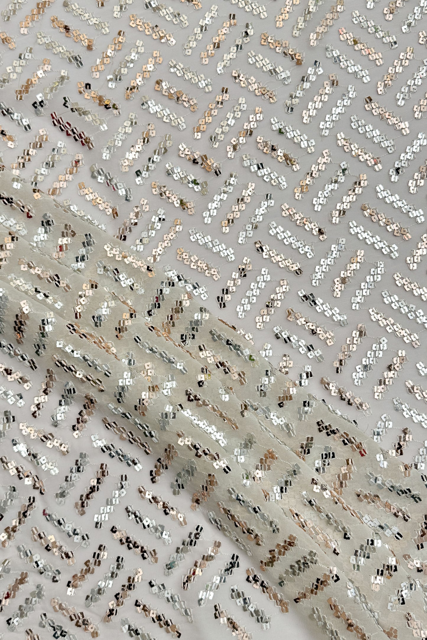 Crystal Gleam Sequin Embroidered Georgette Fabric