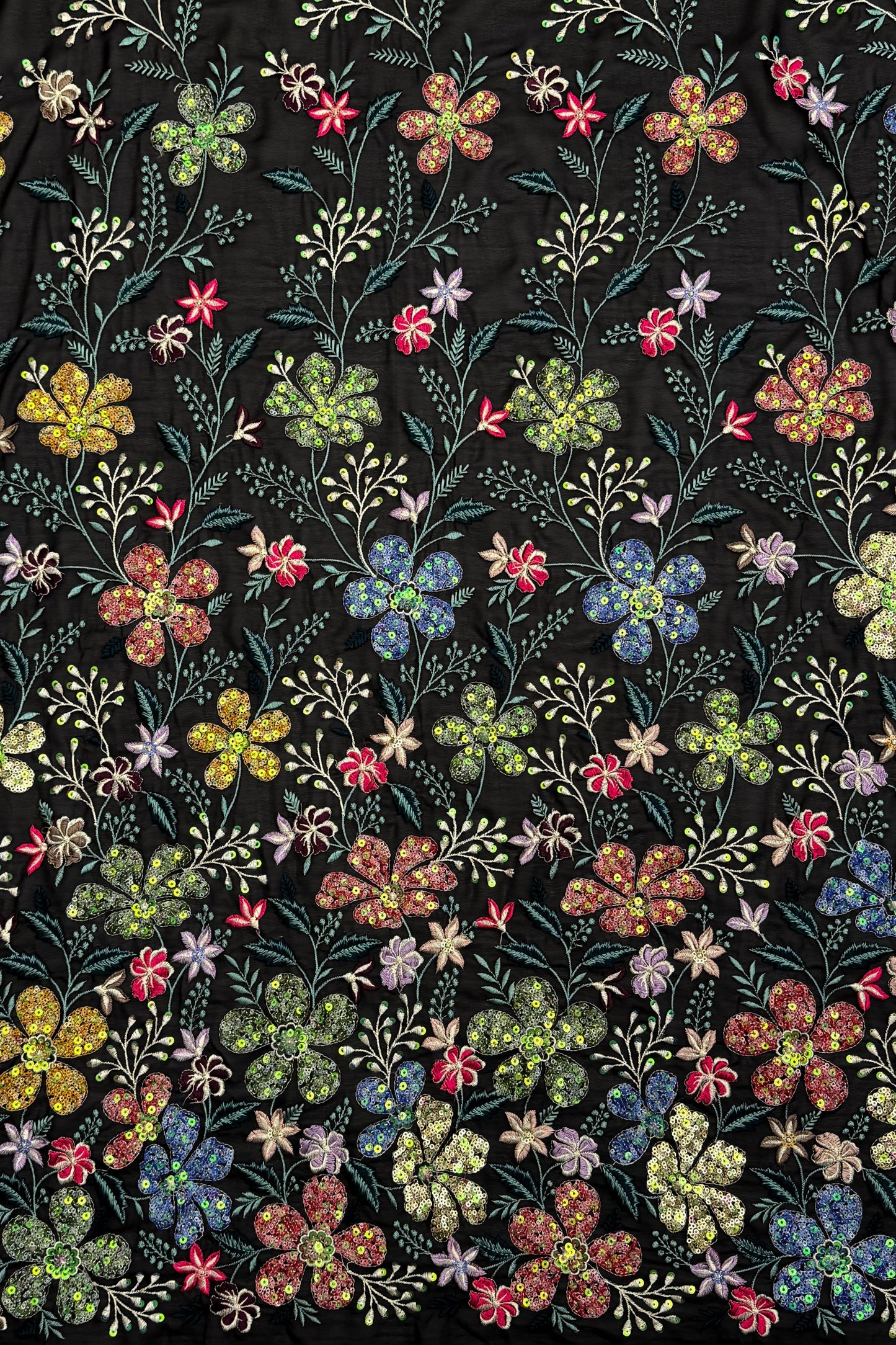 Aurora Blossom Mesh Sequin Embroidered Fabric