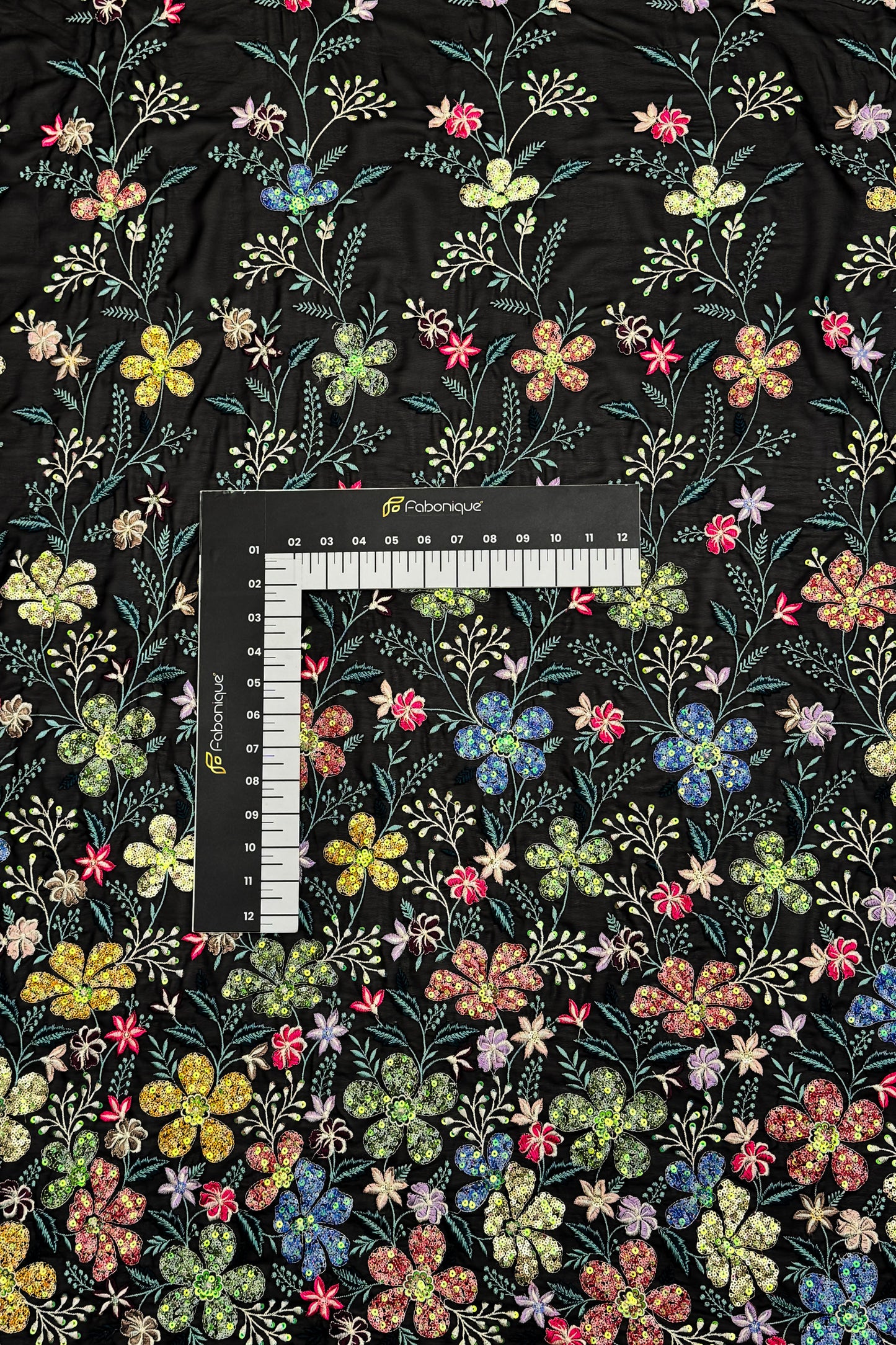 Aurora Blossom Mesh Sequin Embroidered Fabric