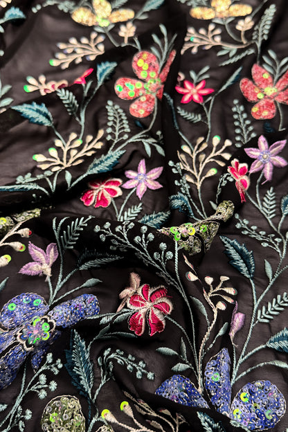 Aurora Blossom Mesh Sequin Embroidered Fabric