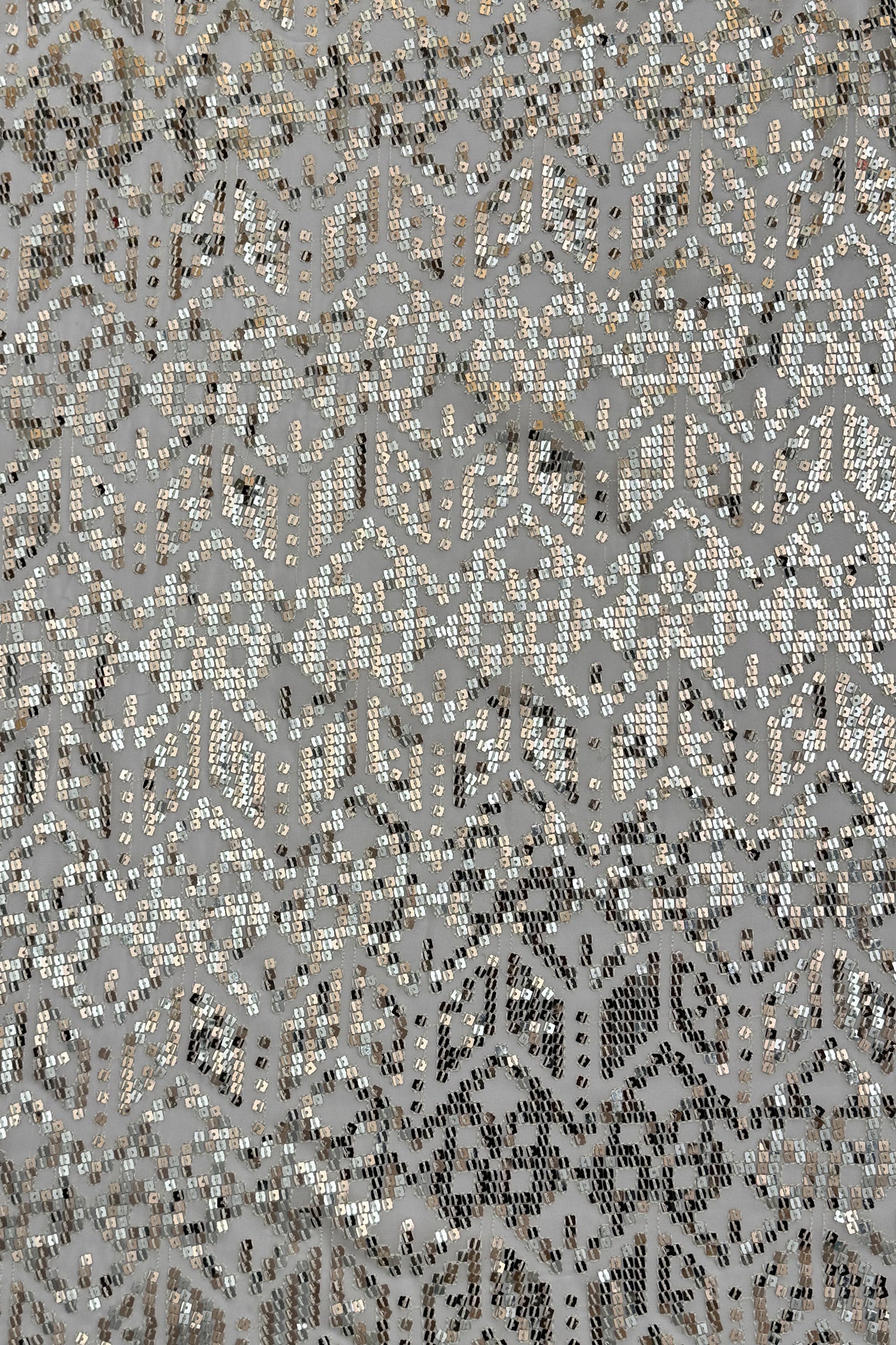 Silver Blush Geometric Glitz Rose Gold Sequin Embroidered Fabric