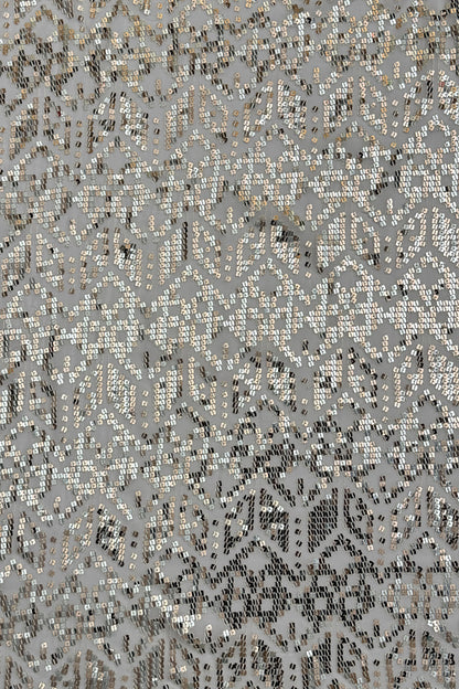Silver Blush Geometric Glitz Rose Gold Sequin Embroidered Fabric